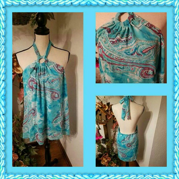 Lane Bryant Plus Size Turquoise Halter Blouse - Picture 1 of 1